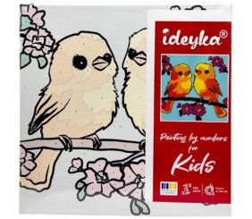 Картина за номерами для дітей "Веселкові пташки" 25х25 см