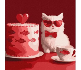 Картина за номерами "Кіт з тортом" 30х30 см
