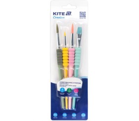 Набір із 4-x пензлів з грипом синтетика Kite Creative