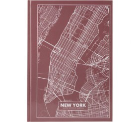 Книга записна А4 Maps New York, 96арк., кліт., рожево-корич.