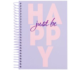 Блокнот на спіралі тверда обкл., А5, 120 арк.,кл., Happy
