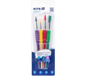 Набір із 4-x пензлів з грипом синтетика Kite Creative