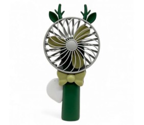 Вентилятор ручний з ріжками (19 см), зелений