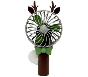 Вентилятор ручний з ріжками (19 см), коричневий