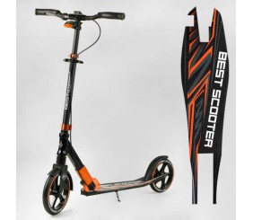 Самокат алюмінієвий Best Scooter 79740 колеса PU, ФАРА, затискач керма, d передніх коліс - 230мм, d задніх коліс 200мм, 1 амортизатор передній