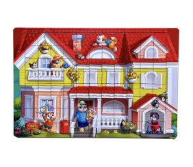 Деревʼяний пазл "Котячий будиночок" (48х32 см), 176 дет