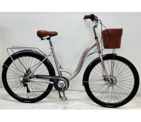 Велосипед міський Corso «Liberty» 28’’ дюймів LR-28833 + КОШИK, сталева рама 20``, Shimano 7 швидкостей, корзина, багажник