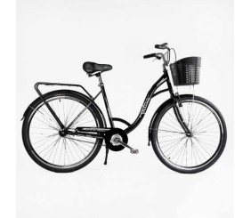 Велосипед міський Corso «FORTUNA» 28`` FR-28175 + КОШИК ЧОРНИЙ, одношвидкісний, сталева рама 20``, корзина, багажник