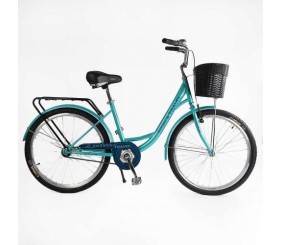Велосипед міський Corso «TRAVEL» 26`` одношвидкісний, сталева рама 16.5``, корзина, багажник