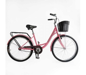 Велосипед міський Corso «TRAVEL» 26``одношвидкісний, сталева рама 16.5``, корзина, багажник