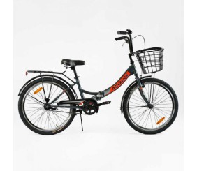 Велосипед складний Corso 24`` Advance одношвидкісний, складна сталева рама 14``, корзина, багажник