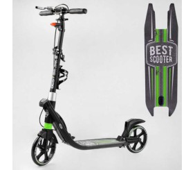 Самокат двоколісний "Best Scooter" (ФАРА, колеса PU 200мм, 2 амортизатори, затискач керма, ручне гальмо, в коробці)