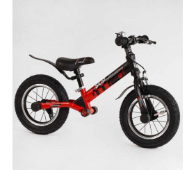 Велобіг "Corso Skip Jack" ЧОРНО-ЧЕРВОНИЙ (надувні колеса 12, сталева рама з амортизатором, ручне гальмо, підніжка)