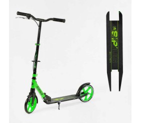 Самокат двоколісний Sirius, салатово-чорний, колеса PU 200 мм, 1 амортизатор, ручне гальмо, в коробці