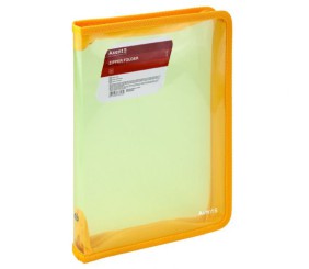 Папка об'ємна на блискавці B5, прозора жовта