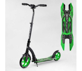 Самокат двоколісний колеса PU - переднє 23 см, заднє - 20 см, 1 амортизатор, широкий руль, зажим руля, в коробці