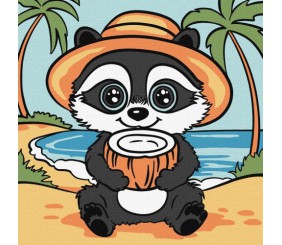 Картина за номерами "Єнот і кокос" 25х25 см