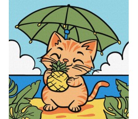 Картина за номерами "Котик і ананас" 25х25 см