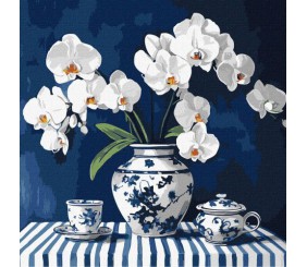 Картина за номерами "Орхідея в порцеляні" 40х40 см