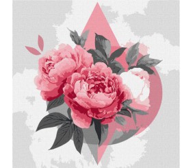 Картина за номерами "Геометричні фігури з півоніями" 30х30 см