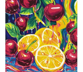 Картина за номерами з фарбами металiк "Соковита насолода" 40х40 см