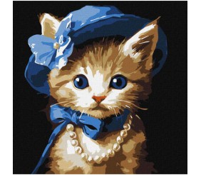 Картина за номерами "Котик в капелюсі" 30х30 см