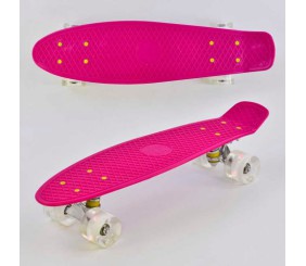 Скейт Пенні борд "Best Board", МАЛИНОВИЙ, дошка = 55см, колеса PU зі світлом, діаметр 6 см