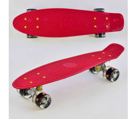 Пенні борд "Best Board", ВИШНЕВИЙ, дошка = 55см, колеса PU зі світлом, діаметр 6 см