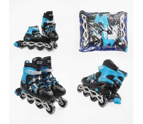 Ролики (розмір 29-33; колір - синій; колеса PVC, устілка 16-19 см, ПЕРЕДНЄ КОЛЕСО СВІТЛО, d - 6.5 см) в сумці