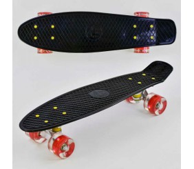 Скейт, Пенні борд "Best Board", ЧОРНИЙ, дошка = 55см, колеса PU зі світлом, діаметр 6 см