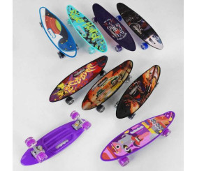 Пенні борд "Best Board" МІКС ВИДІВ, 6 КОЛОРІВ, дошка = 55см, колеса PU зі світлом, діаметр 6 см