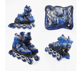 Ролики (розмір 29-33; колір – СИНІЙ, колеса PVC, устілка 17-20 см, ПЕРЕДНЄ КОЛЕСО СВІТЛО, d – 6.5 см) в сумці