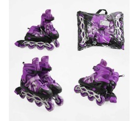 Ролики (розмір 39-43; колір – ФІОЛЕТОВИЙ; колеса PVC, устілка 24-27 см, ПЕРЕДНЄ КОЛЕСО СВІТЛО, d – 6.5 см) в сумці