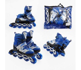 Ролики (розмір 29-33; колір – СИНІЙ; колеса PU, устілка 18-20 см, ПЕРЕДНЄ КОЛЕСО СВІТЛО, d – 6.5 см) в сумці