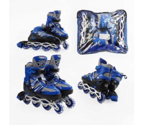 Ролики (розмір 39-43; колір – СИНІЙ; колеса PVC, устілка 25-27 см, ПЕРЕДНЄ КОЛЕСО СВІТЛО, d – 6.5 см) в сумці