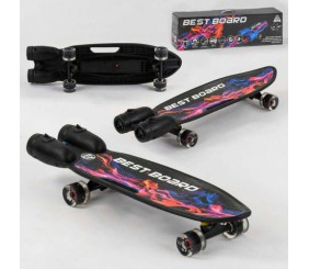 Скейтборд "Best Board" з музикою і димом, USB зарядка, акумуляторні батареї, колеса PU зі світлом 60х4 мм