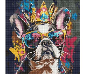 Алмазна мозаїка "Яскравий бульдог", 40х40 см.