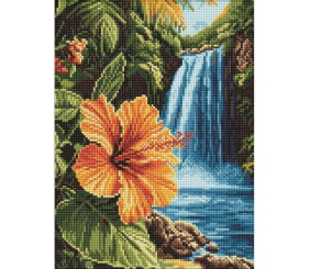 Алмазна мозаїка "Тропічний водоспад", 30х40 см.