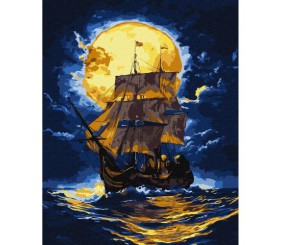 Картина по номерах "Там, де небо зустрічає море", з фарбами металiк, 40х50 см