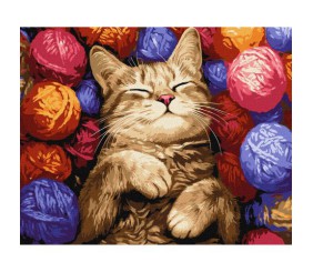 Картина за номерами "Кіт у клубочках" 40х50 см