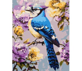 Картина за номерами "Сойка в півоніях" 40х50 см