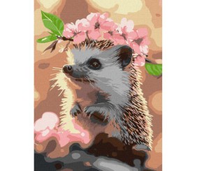 Картина за номерами "Їжачок у вишневому цвітінні", 30х40 см