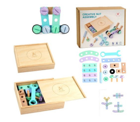 Конструктор, 24 елементи, дерев’яний (викрутка, гайковий ключ, інструкція)