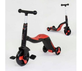 Самокат 3в1 (1) Best Scooter, самокат-велобіг-велосипед, ЧЕРВОНИЙ, світло, 8 мелодій, колеса PU, переднє колесо d = 20см, задні d = 11см