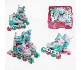 Ролики (розмір 29-33, колір БІРЮЗОВИЙ, колеса PU, d коліс – 6 см, устілка 18-20 см, підсвічування коліс, в сумці)