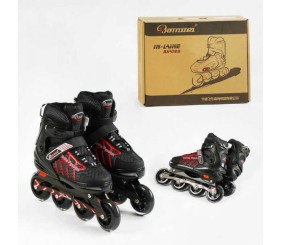 Ролики 90633-L розмір 39-42 (6) колір ЧЕРВОНИЙ, колеса PU, устілка 23.5-26 см, d – 9 см, алюмінієва рама, підшипник ABEC-7, в сумці