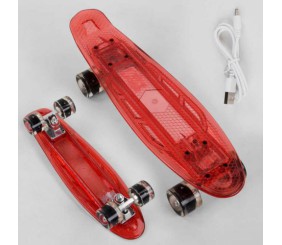 Скейт (Пенні борд) "Best Board", прозора дека зі світлом, колеса PU зі світлом, зарядка USB