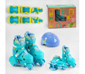 Ролики с захистом 77002-XS розмір 26-29 (6) колір СИНІЙ, колеса PU, ПЕРЕДНЄ КОЛЕСО СВІТЛО, устілка – 15-16.5 см, d колес – 6 см, в коробці