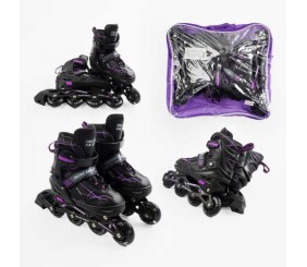 Ролики (розмір 39-43; колір – ФІОЛЕТОВИЙ; колеса PU, устілка 24-28 см, ПЕРЕДНЄ КОЛЕСО СВІТЛО, d – 6.5 см, в сумці)