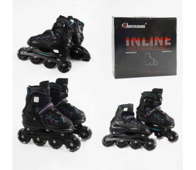 Ролики 5321-65 L розмір 39-42 (6) колеса PU, d – 7.6 см, устілка 24-27 см, алюмінієва рама, підсвічування коліс, підшипник ABEC-7, в коробці